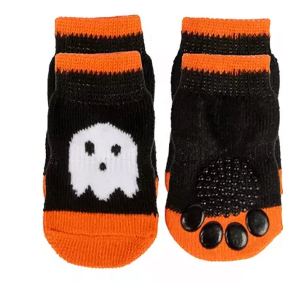 Halloween nwt Pet Xs / Small Black & Orange Ghost Socks